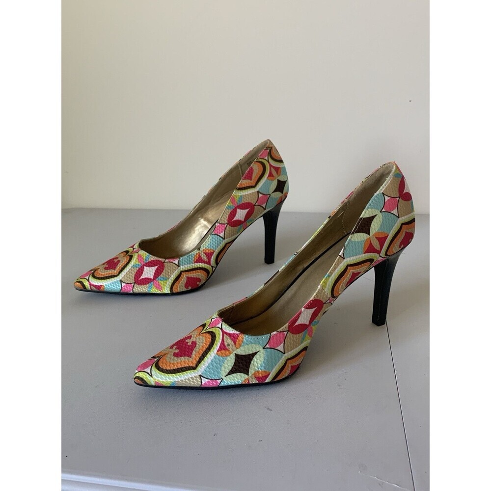 Torta Caliente Multicolored Gem Print Pointed Heels Womens‎ Sz 11 - Picture 3 of 9